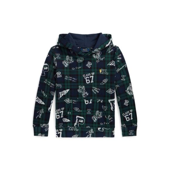 Polo by Ralph Lauren Kids' Green Plaid Graphic Hoodie - Picture 1 of 7